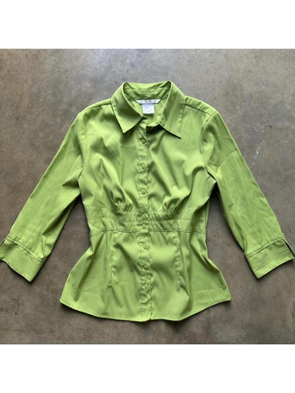 Y2K Lime Green Button Up Blouse